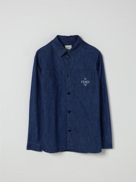 Fendi Cotton Denim Shirt with Embroidered Logo