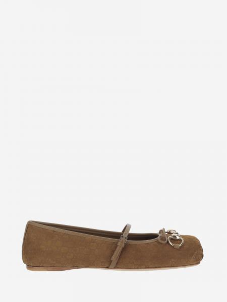 Suede Ballerina with All Over GG Monogram Gucci