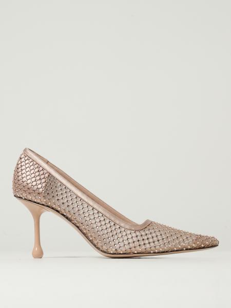 Jimmy Choo Ixia 메시 나일론 및 새틴 올오버 라인스톤 펌프스