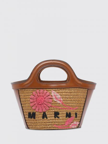 Borsa Tropicalia Mini Marni in pelle e rafia con ricamo