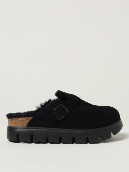 Sabot Boston Chunky Papillio Birkenstock in camoscio e shearling