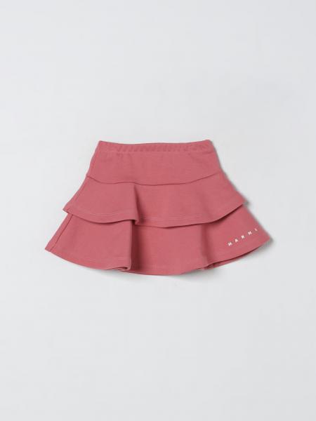 Gonna in cotone con balze e logo Marni