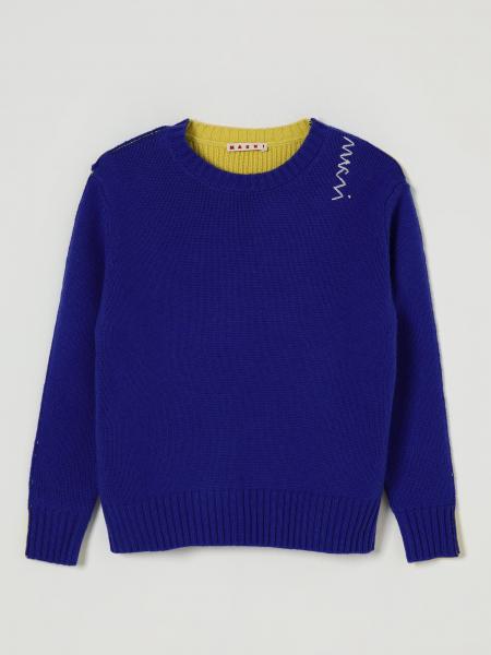 Maglione a girocollo con logo Marni in misto lana