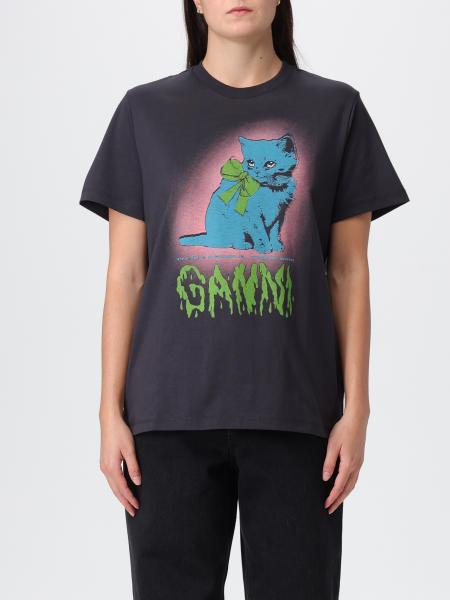 T-shirt in cotone con stampa Gatti Ganni