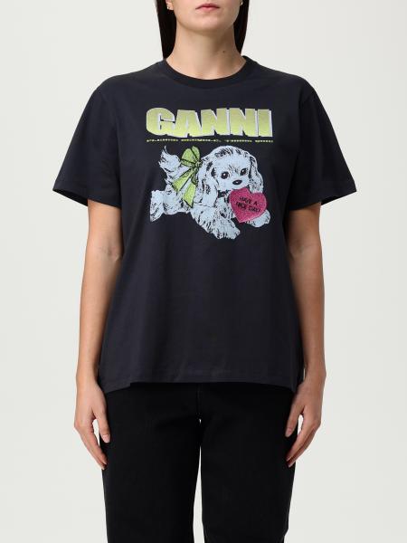T-shirt in cotone con stampa Dog Ganni