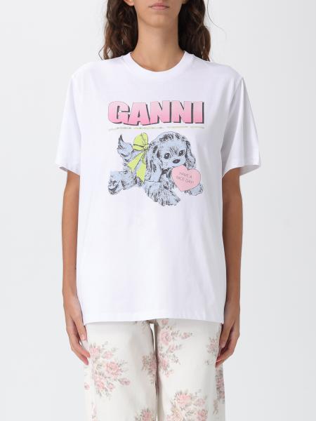 T-shirt in cotone con stampa Dog Ganni