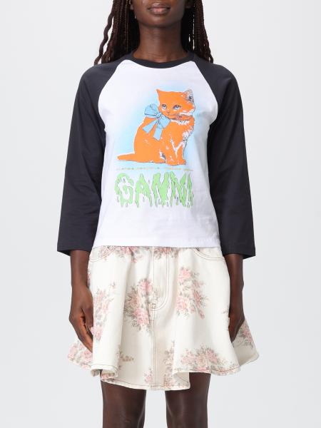 T-shirt in cotone con stampa Gatti Ganni