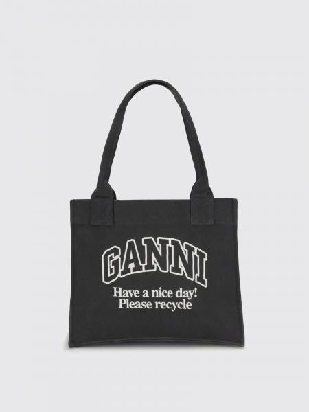 Borsa tote in cotone con logo Ganni
