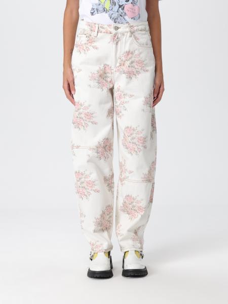 Jeans Ganni in denim con stampa floreale