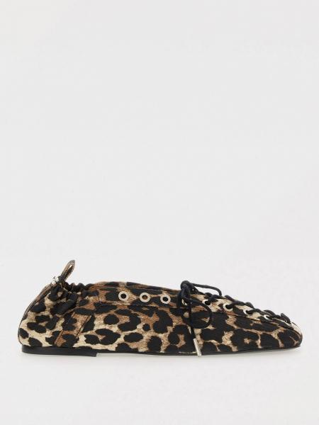 Ballerina Ganni in canvas stampa animalier