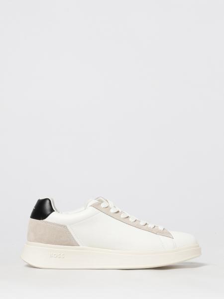 Grained Leather Bulton Sneakers Boss