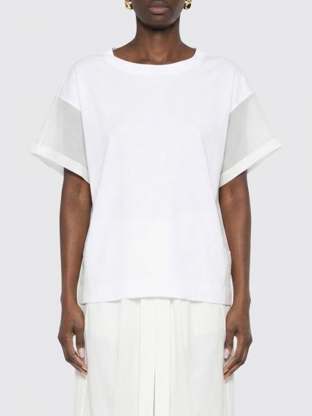 T-shirt Brunello Cucinelli en coton avec insert en tulle