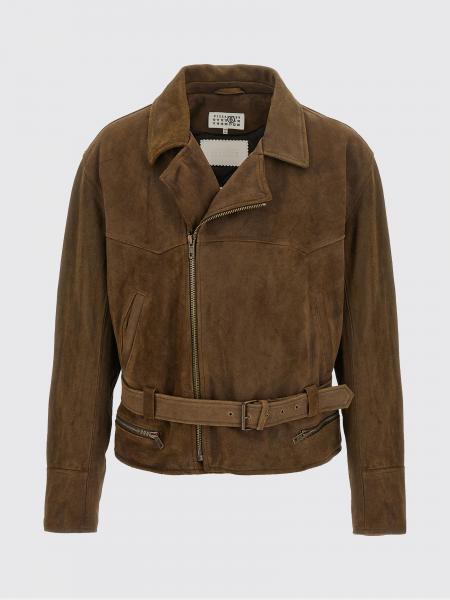Giacca biker in pelle di vitello scamosciata Mm6 Maison Margiela