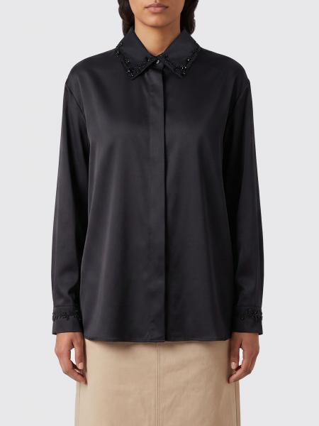 Virgin Wool Shirt with Embroidered Rhinestones Golden Goose