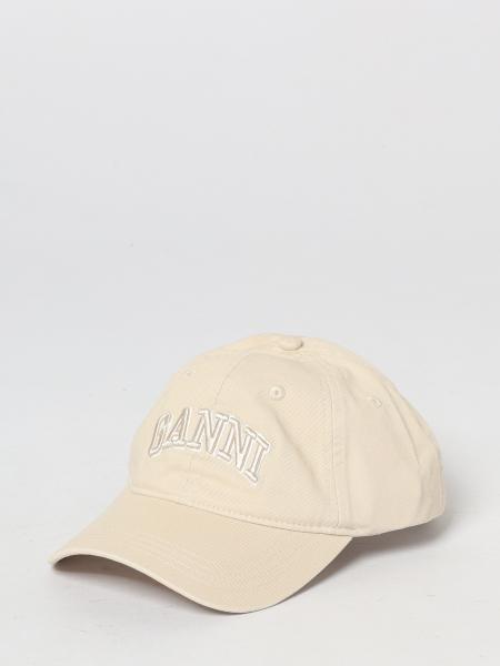 Ganni Cotton Twill Hat with Embroidered Logo