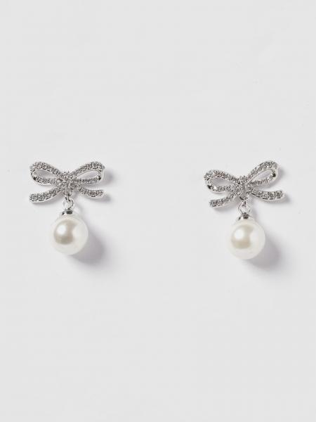 Orecchini Self-Portrait in ottone con strass incastonati e perle sintetiche