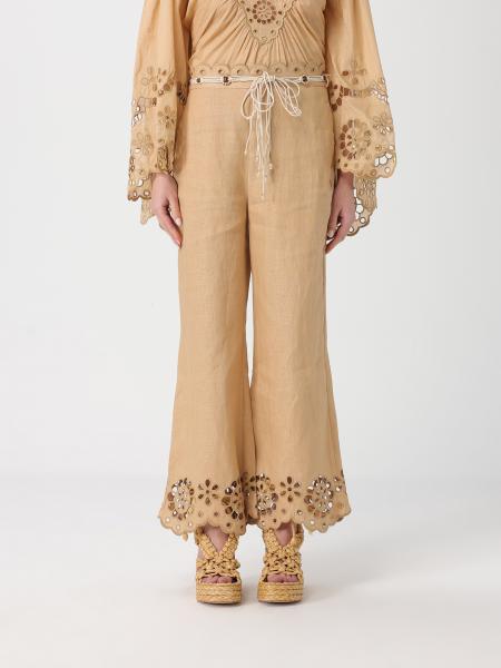 Linen Trousers with Lace Inserts Zimmermann