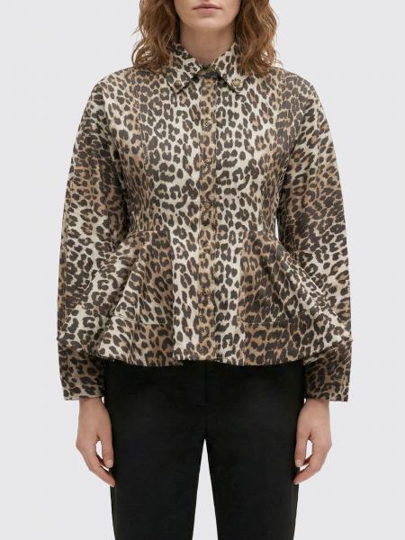 Camicia peplum Ganni in cotone organico animalier