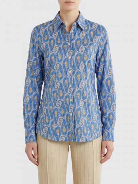 Etro Stretch Cotton Shirt with Paisley Print