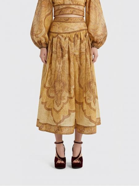Silk Blend Midi Skirt with Paisley Print Zimmermann