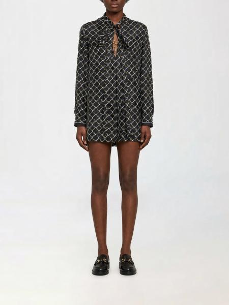 Horsebit Print Silk Chemisier Dress Gucci