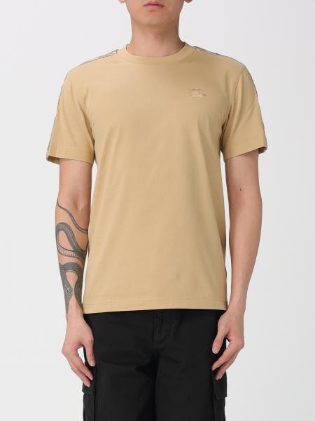 Cotton T-Shirt with Check Bands Burberry