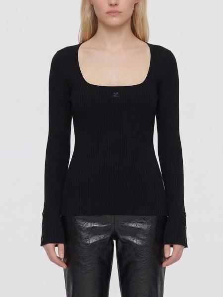 Courrèges Ribbed Viscose Knit Top with Logo