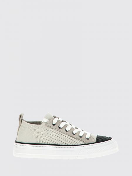 Cotton Crochet Knit Sneakers with Monile Brunello Cucinelli