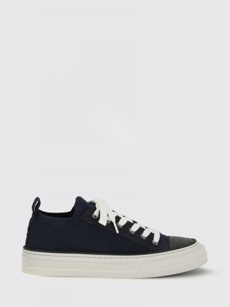 Cotton Crochet Knit Sneakers with Monile Brunello Cucinelli