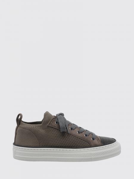 Cotton Crochet Knit Sneakers with Monile Brunello Cucinelli