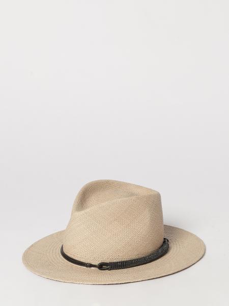 Cappello Brunello Cucinelli in rafia con fettuccia gioiello