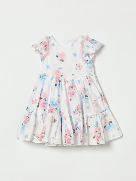 Floral Print Cotton Mini Dress Monnalisa