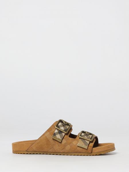 Check Embossed Suede Sandal Burberry