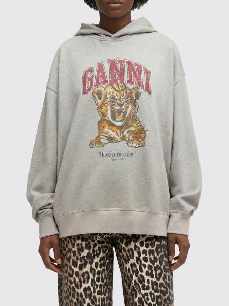 Sweat à capuche en coton avec logo Ganni