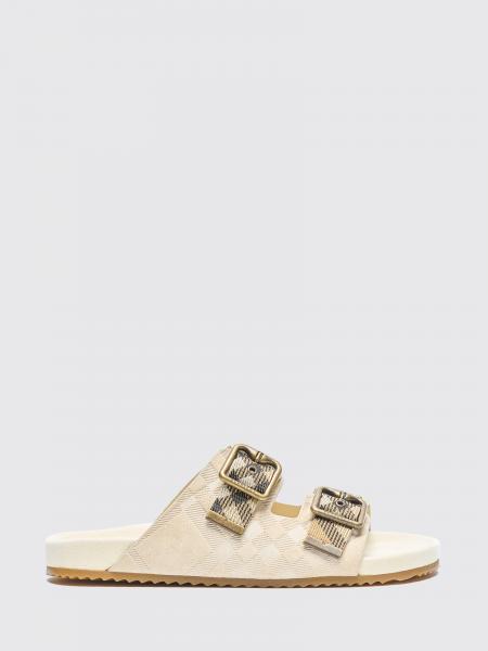 Embossed Check Suede Sandal Burberry