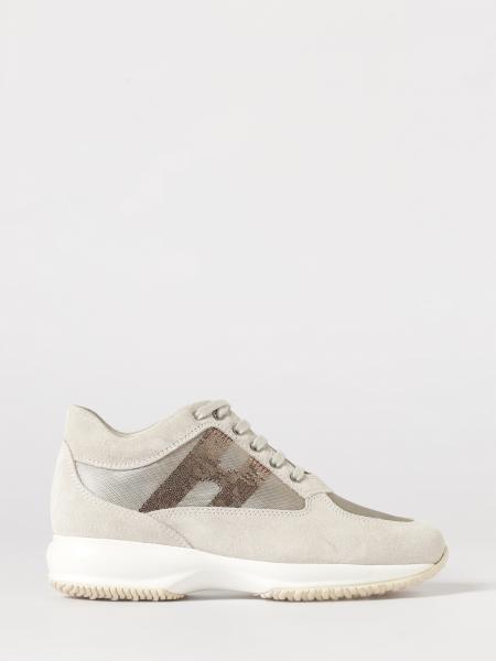 Interactive Suede and Mesh Sneakers with Sequin Logo Hogan