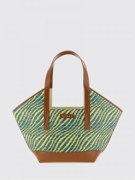 Marni Waves Small Zebra Raffia Tote Bag