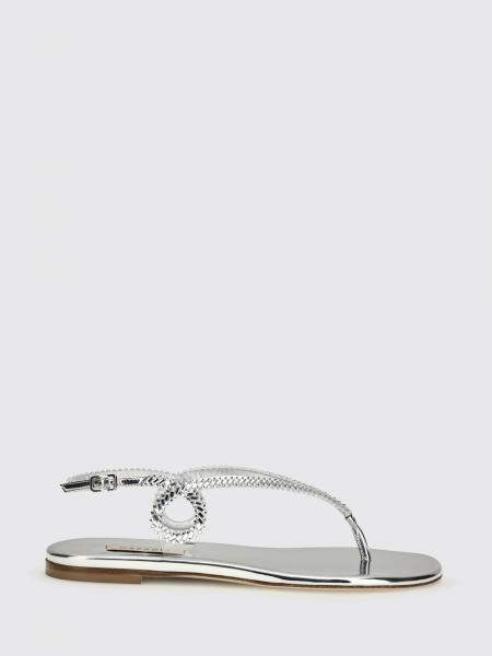 Josephine Laminated Patent Leather Sandal with Rhinestones Casadei
