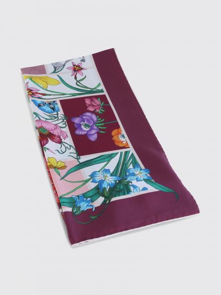GG Monogram and Floral Motif Silk Twill Scarf Gucci