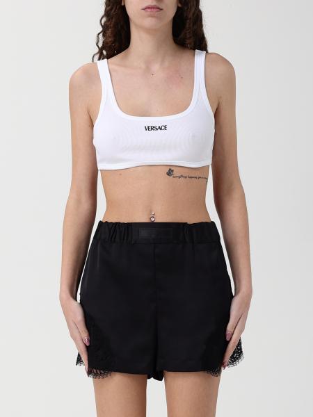 Cotton Crop Top With Logo Versace