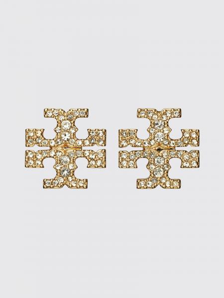 Icon Tory Burch Brass Earrings with Set Rhinestones
