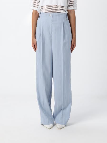 Striped Viscose Blend Straight Trousers Actitude Twinset