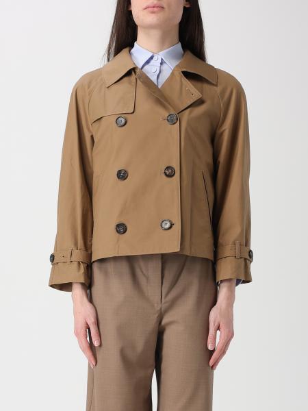 Double Breasted Cotton Blend Trench Coat Max Mara The Cube