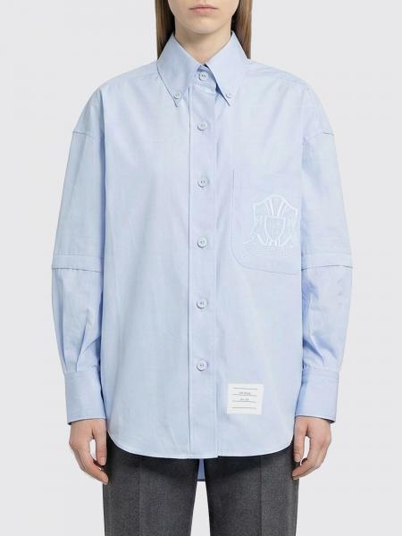 Cotton Shirt with Logo Thom Browne