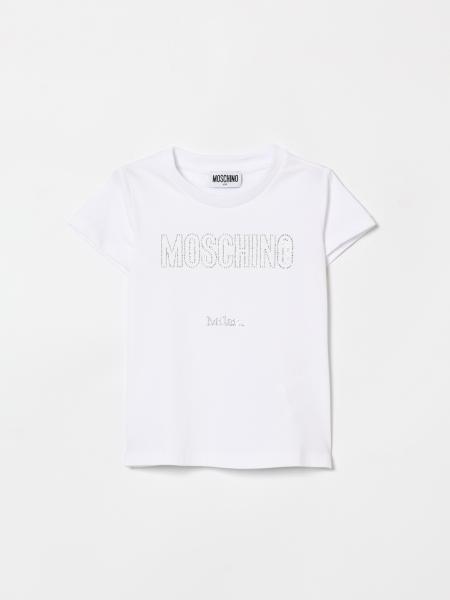 Camiseta de algodón con logo de strass Moschino