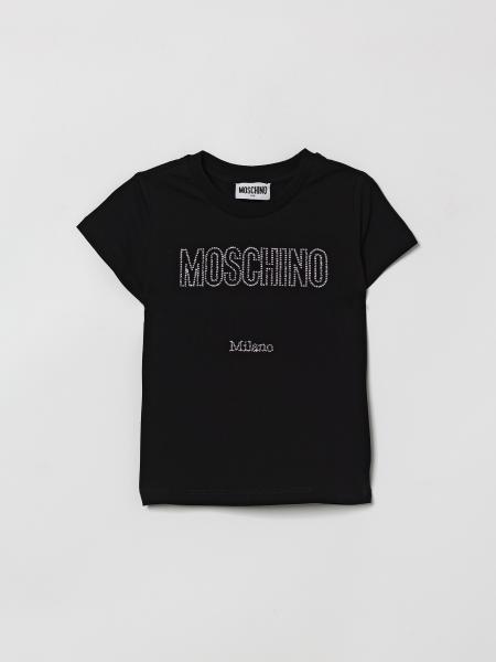 Camiseta de algodón con logo de strass Moschino