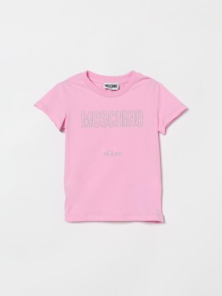 Camiseta de algodón con logo de strass Moschino