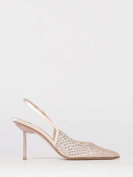 Le Silla Gilda Slingback Pumps in Satin and Mesh with Rhinestones