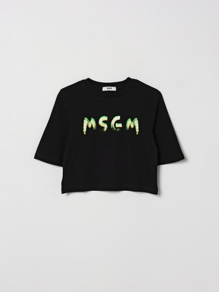 Cotton Crop T-shirt with Logo MSGM Kids