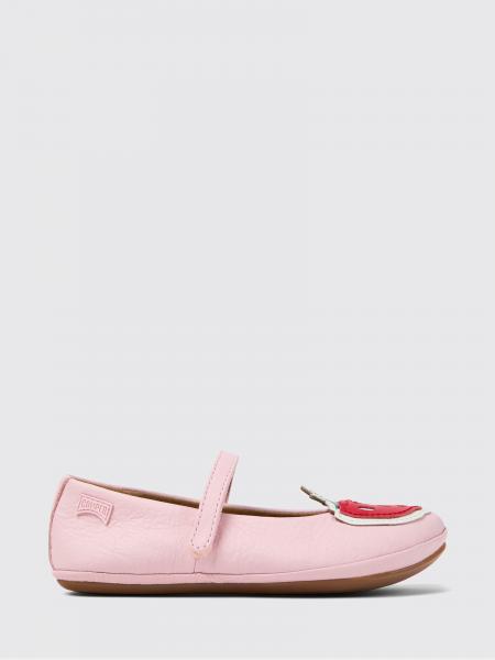 Ballerines Twins Camper en cuir avec fraises brodées